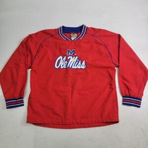 Vintage Reebok Red Heisman Ole Miss Football‎ Windbreaker Pullover Youth Boys L